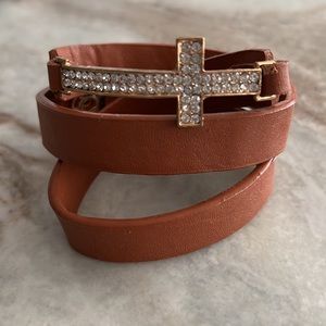 Rhinestone Cross Wrap Bracelet